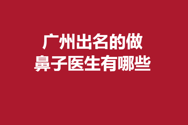 广州出名的做鼻子医生有哪些？这5位实力有保障