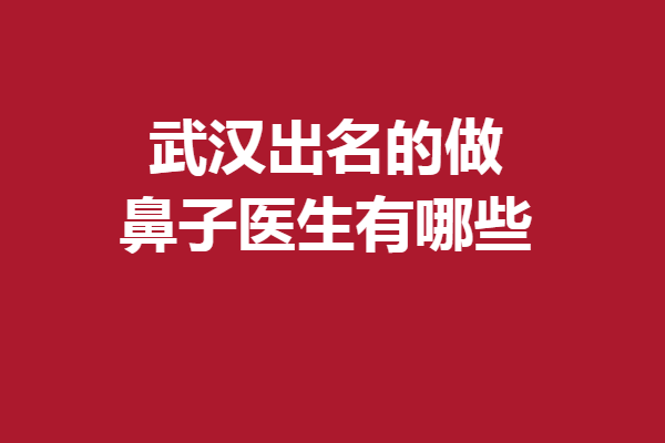 武汉出名的做鼻子医生有哪些？这5位备受求美者欢迎