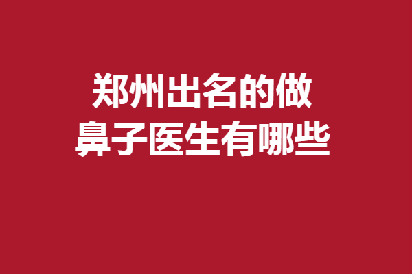 郑州出名的做鼻子医生有哪些？榜单前5名实力信得过！