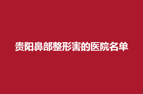 贵阳鼻部整形的医院名单2024版，看上榜医院哪家好？