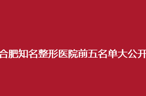 合肥知名整形医院前五名单大公开，2024整形医院筛选指南来了